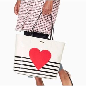 Kate Spade Yours Truly Heart Stripe Hallie Tote Shoulder Bag Cutie Softgirl Love